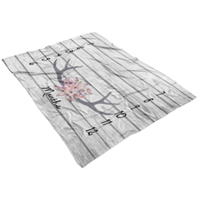 Pink and Gray Floral Antlers Milestone Blanket- Centered Antlers