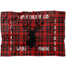 I am child of God Plaid Deer Milestone Blanket