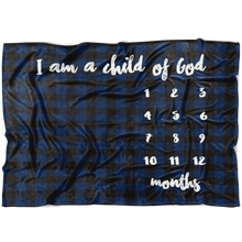 Navy Plaid I am a child of God Blanket