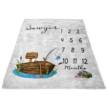 Sawyer Vertical Fishing Milestone Blanket