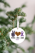 Peace Love Cure Cancer Christmas Ornament