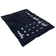 Navy Plaid I am a child of God Blanket