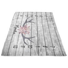 Pink and Gray Floral Antlers Milestone Blanket- Centered Antlers