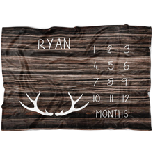White Antlers on Dark Wood Milestone Blanket